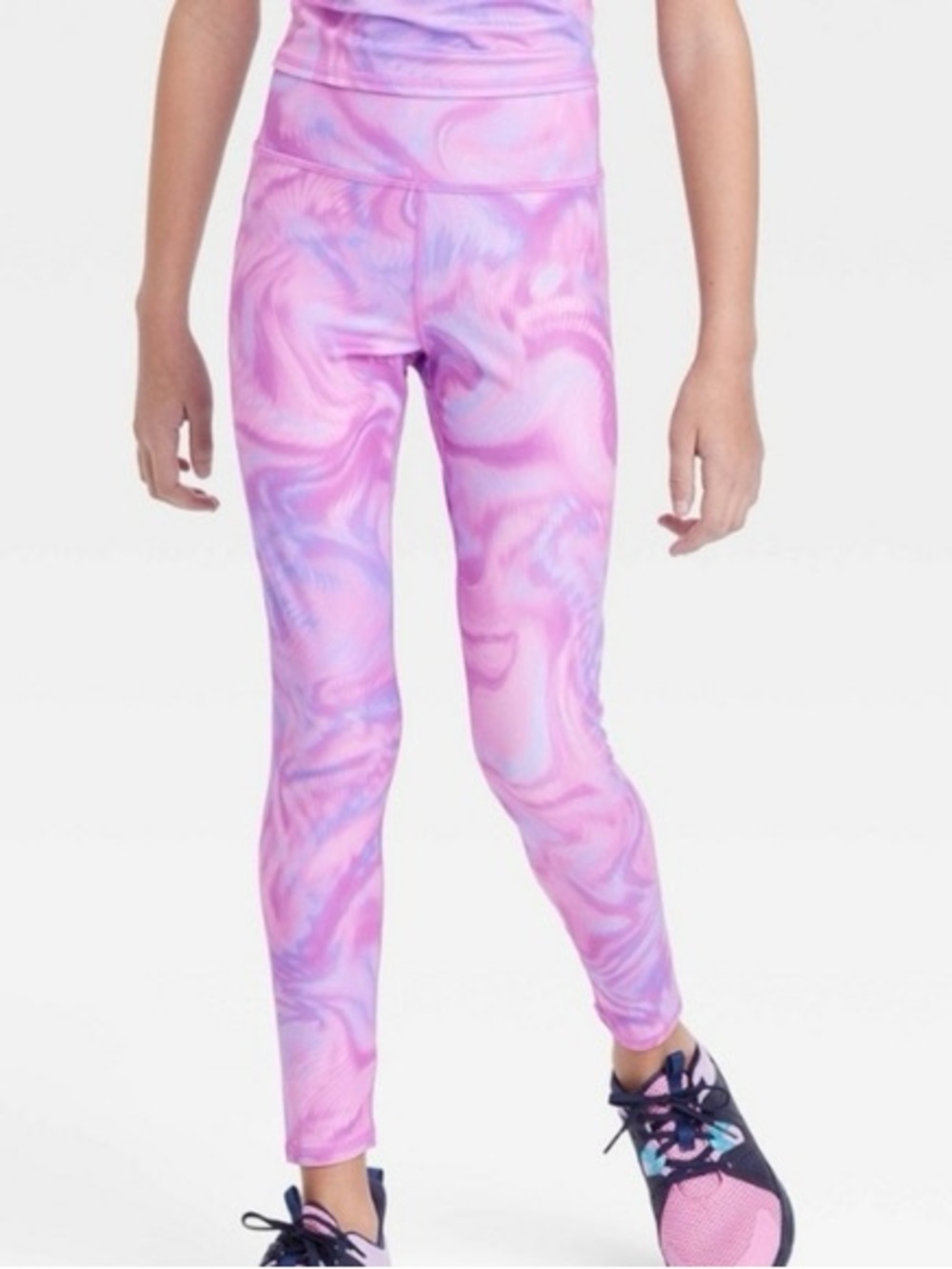 NWT Girls' All in Motion Pink Marble Print Active Leggings